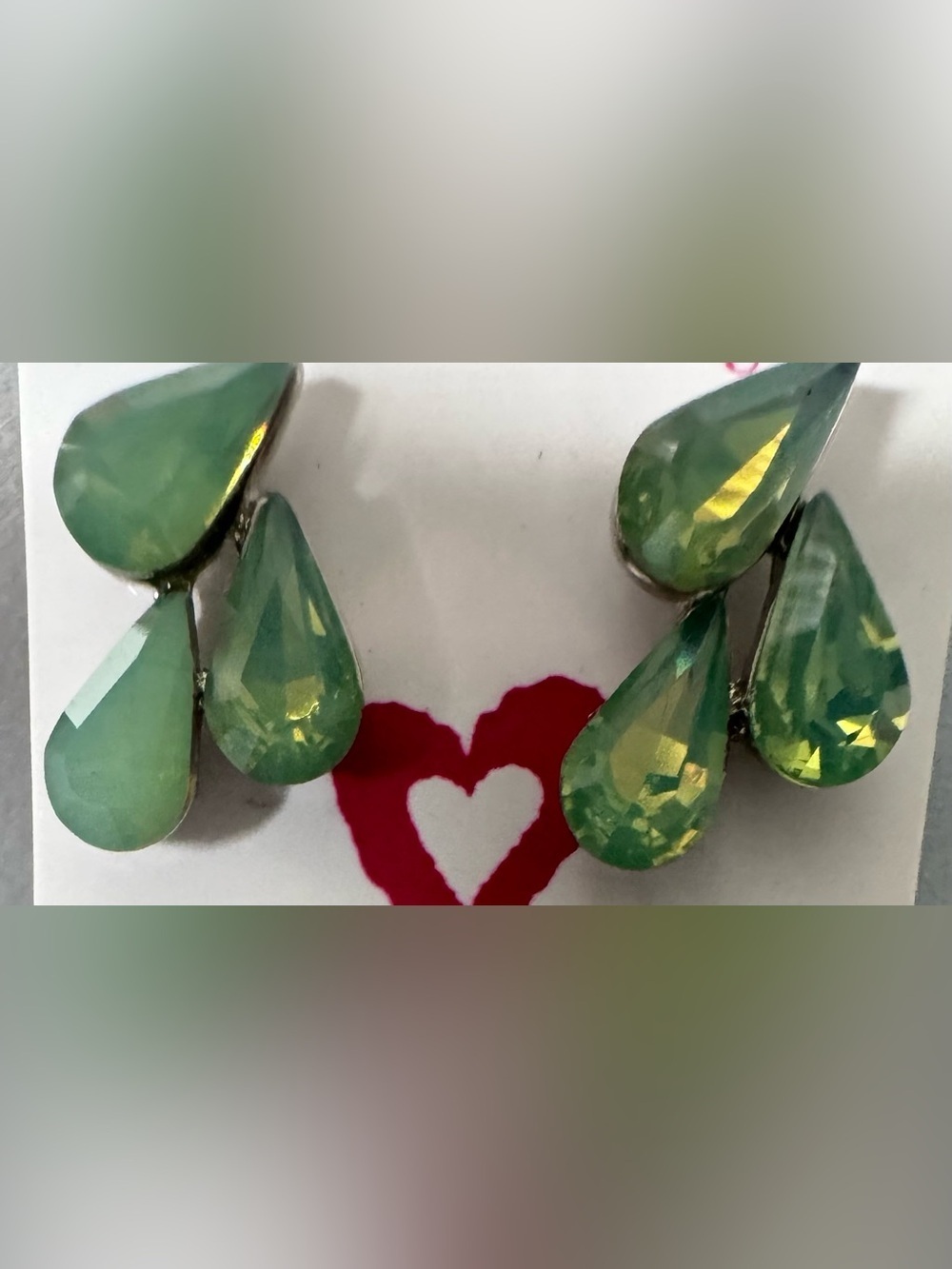 Green Teardrop Crystal Earrings pastel mint summer spring statement girly studs - Picture 1 of 1